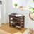 Wooden Frame Shoe-Changing Bench With PU Leather Seat And Open Shelves