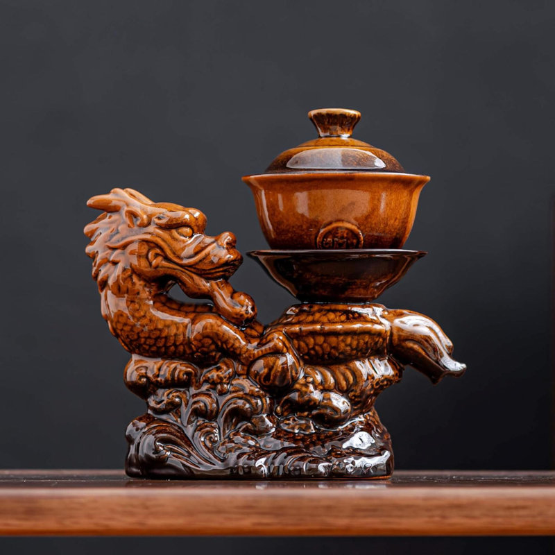 Théière en céramique avec infuseur théière semi-automatique avec 8 tasses dégradé de couleur (Dragon - B)