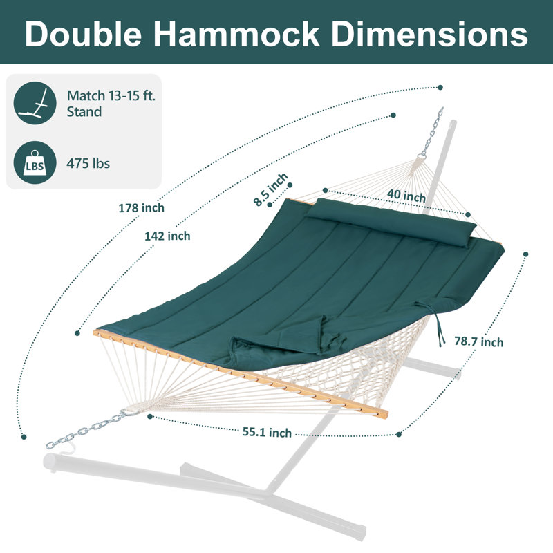 Senyah Double Spreader Bar Hammock, Forest Green
