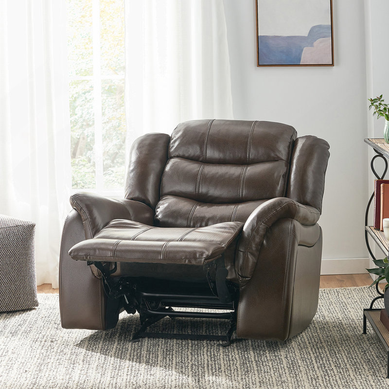 Texian 71" Wide Manual Glider Club Recliner, Brown Faux leather