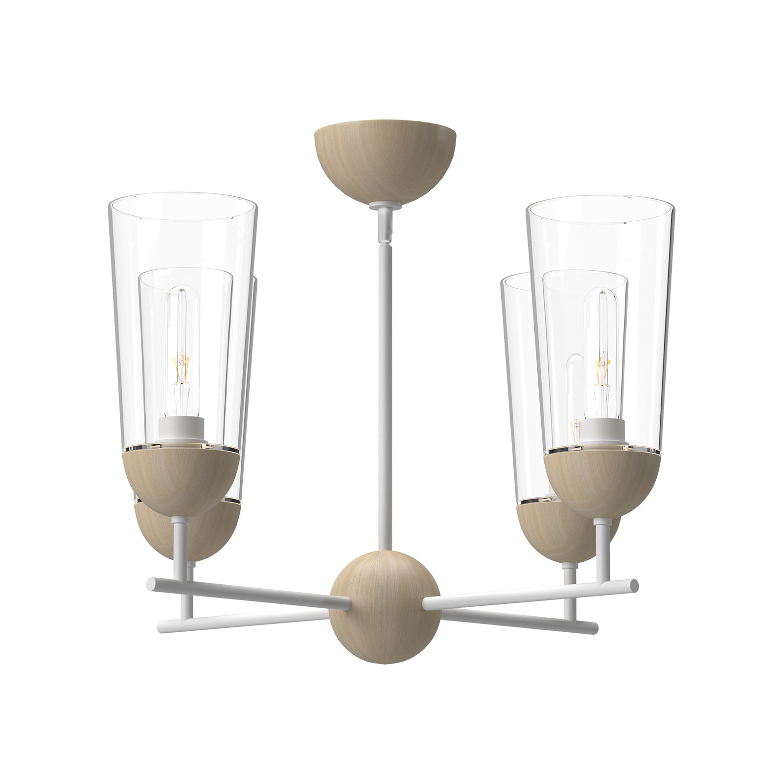 Harstad 4 - Light Sputnik Chandelier, White/White Oak