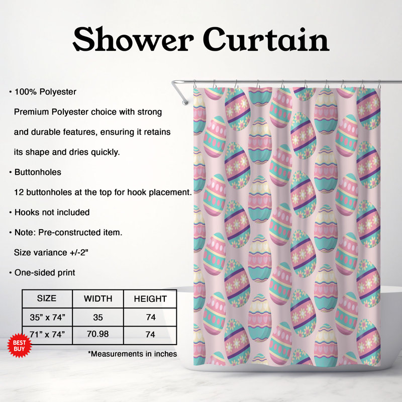 Color Burst - rideau de douche standard 1 pièce, H 74 po x l 71 po