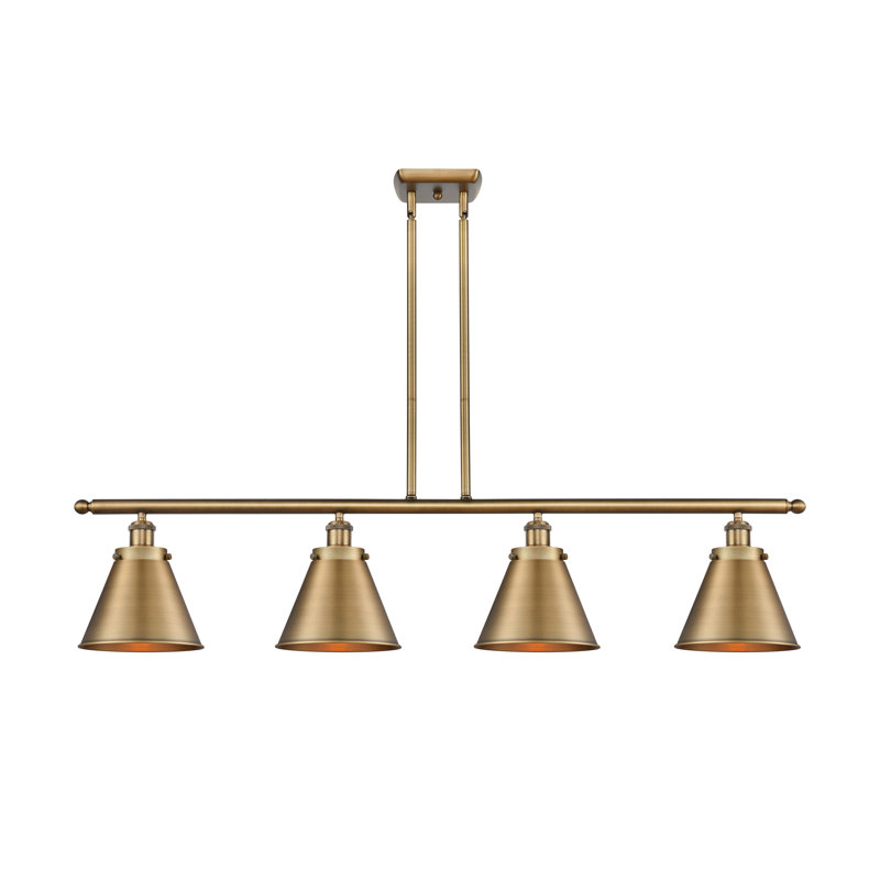 Luminaire suspendu à 4 lumières pour îlot de cuisine Kylena, DEL, Laiton brossé, Laiton brossé