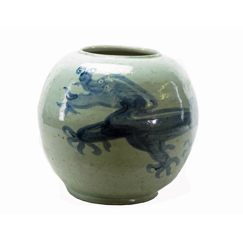 Vase rond bleu et blanc Dragon