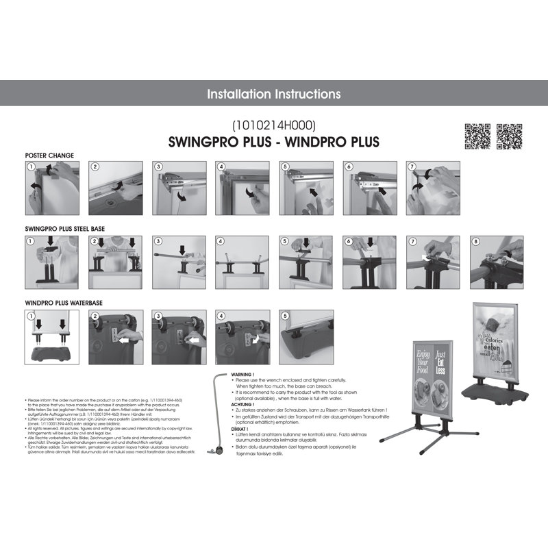 Silver Aluminum Outdoor Pavement Sign Holder with Water Base