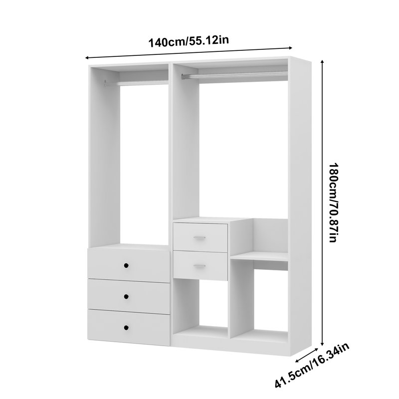 55.12"W Closet System with Drawers