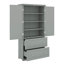 Large armoire de rangement pour salle de bain avec portes et tiroirs, tablette réglable