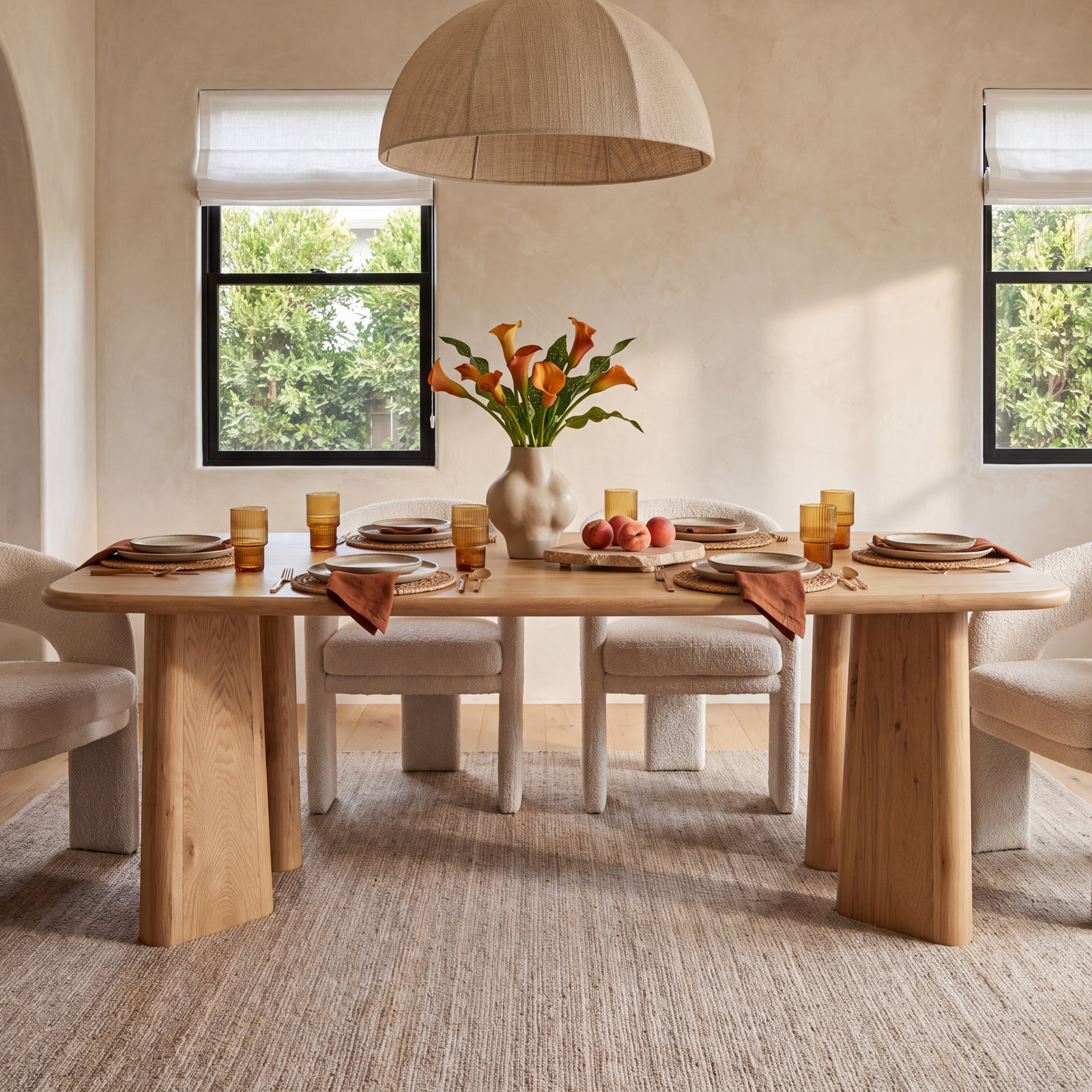 96" Natural Oak Dining Table