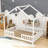 Wooden House Bed With Canopy And Safety Guardrails-1387684441-1387684440