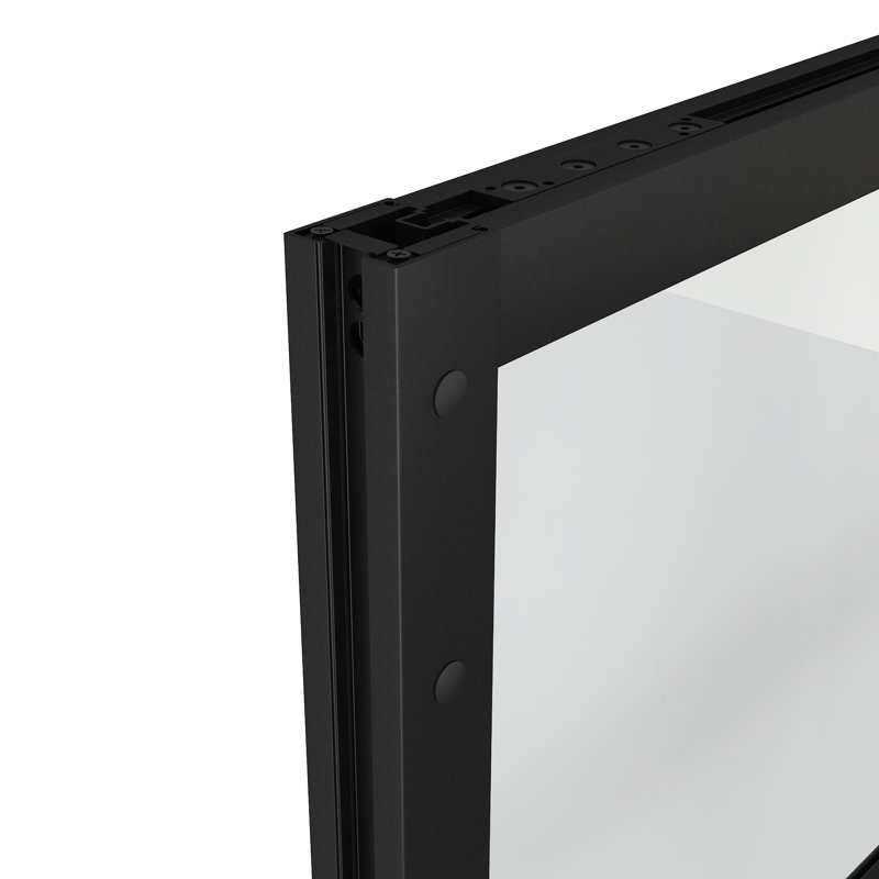 36" x 84" Clear Tempered Glass Sliding Barn Door with Black Aluminum Frame