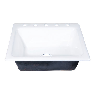Kingston Brass Towne 25-Inch Cast Iron Self-Rimming Single Bowl Drop-In Kitchen Sink