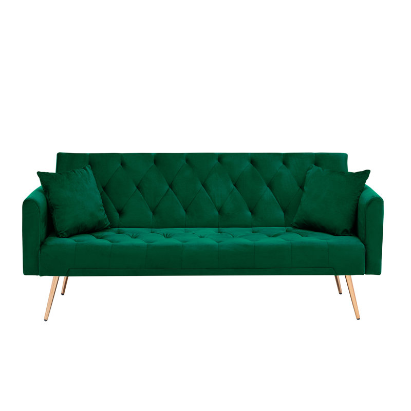 Canapé-lit en velours 71 po Glenston, Velours vert