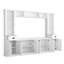 Meuble télé pour téléviseur de 75 po, blanc, avec tablettes réglables et rangement moderne avec pont supérieur au centre, suffisant-129942780