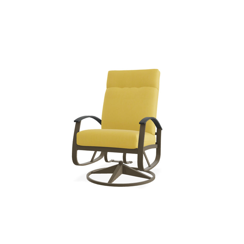 Chaise berçante pivotante réglable avec coussins Askar, Jaune 43A, Graphite classique P30, Bois de plage texturé