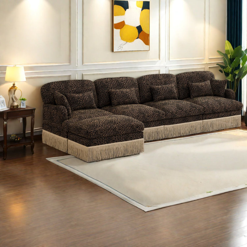 Large Modular Sofas, Chenille Leopard Print Modern L Shape For Home
