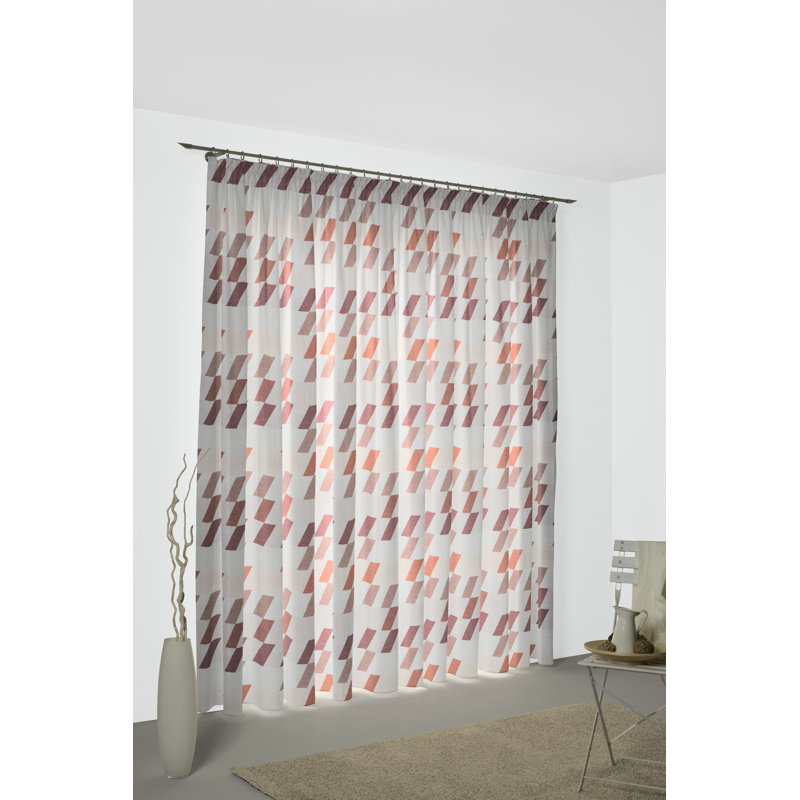Lopez Room Darkening Single Panel, 225cm H x 132cm W, Pink/Brown/Grey