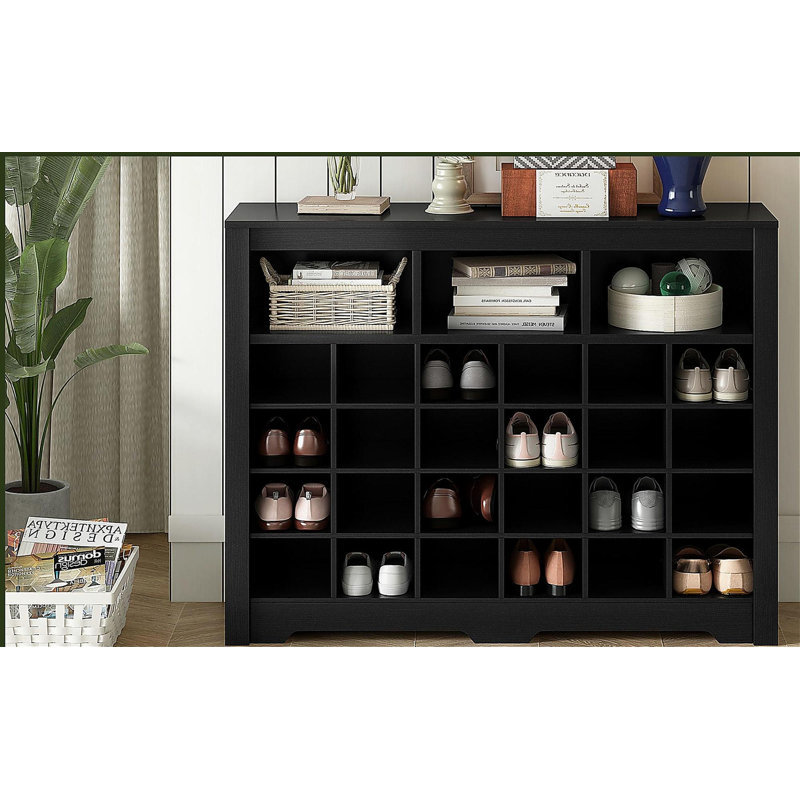 Console à 24 casiers avec base incurvée, Noir