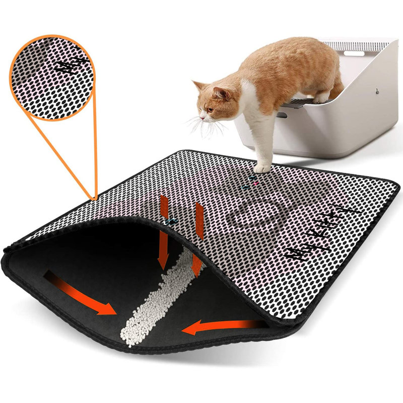 Tapis pour litière de qualité supérieure, 18 po x 24 po | 50% PVC / 50% polyester, lavable à la machine et passer l'aspirateur | Conception durable et facile à nettoyer pour les propriétaires d'animaux de compagnie | Protégez vos planchers des dégâts de la litière