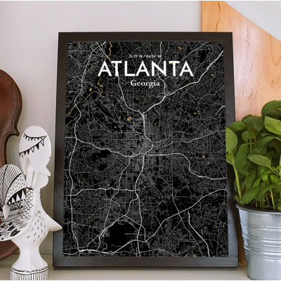 « atlanta city map », reproduction d’impression sur affiche en luxe