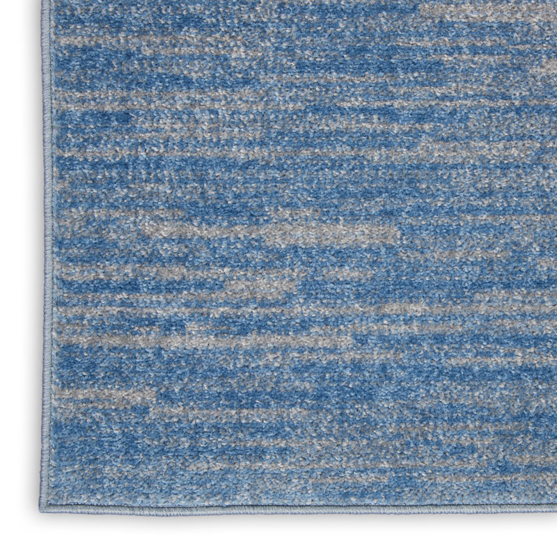 Nourison Essentials Blue/Gray Indoor/Outdoor Area Rug, Runner 2'2" x 20