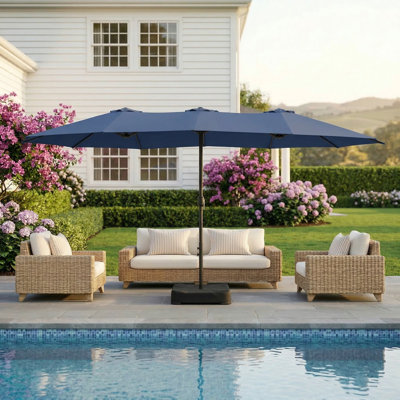 Tameah 13 ft  Market Umbrella with Crank Lift Counter Weights Included