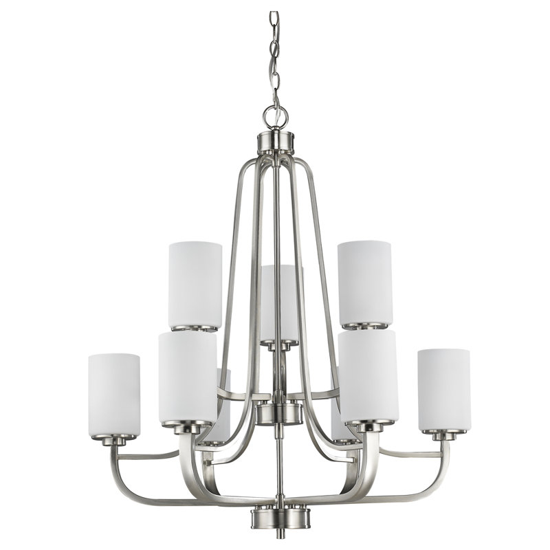 Lustree empire ombré 9 lumières Vanetten, Nickel satiné