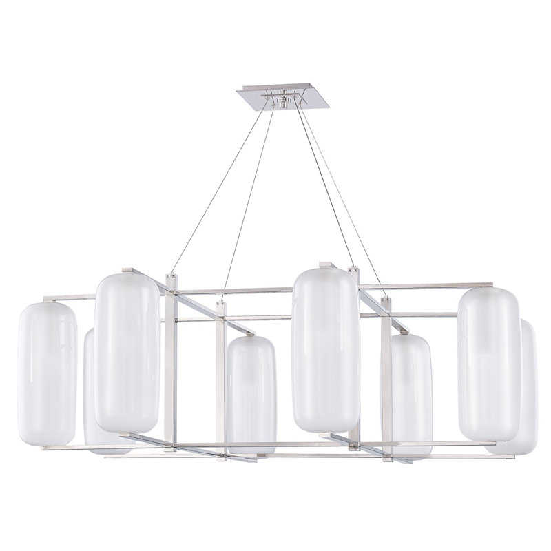 Lustre géométrique unique à 8 lumières Pebble, Nickel poli