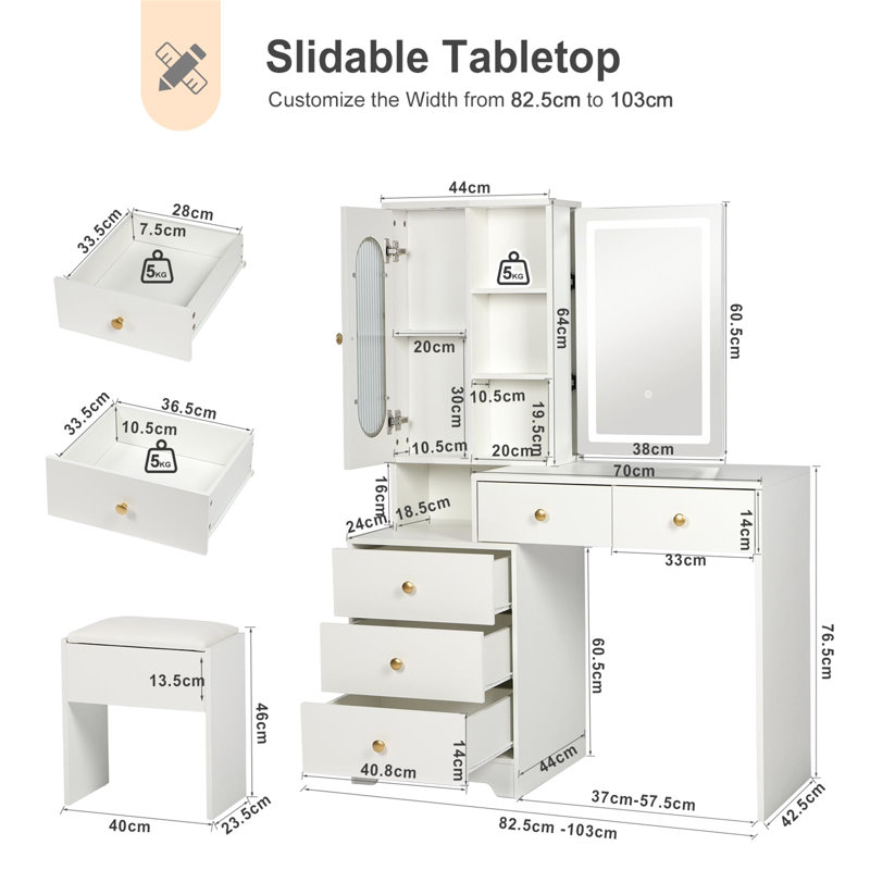Christlyn Dressing Table with Mirror