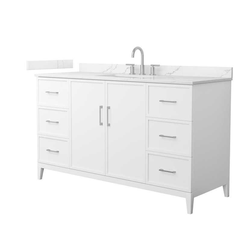 Elan 60'' W Vanity, 8" Center, White, Brushed Nickel