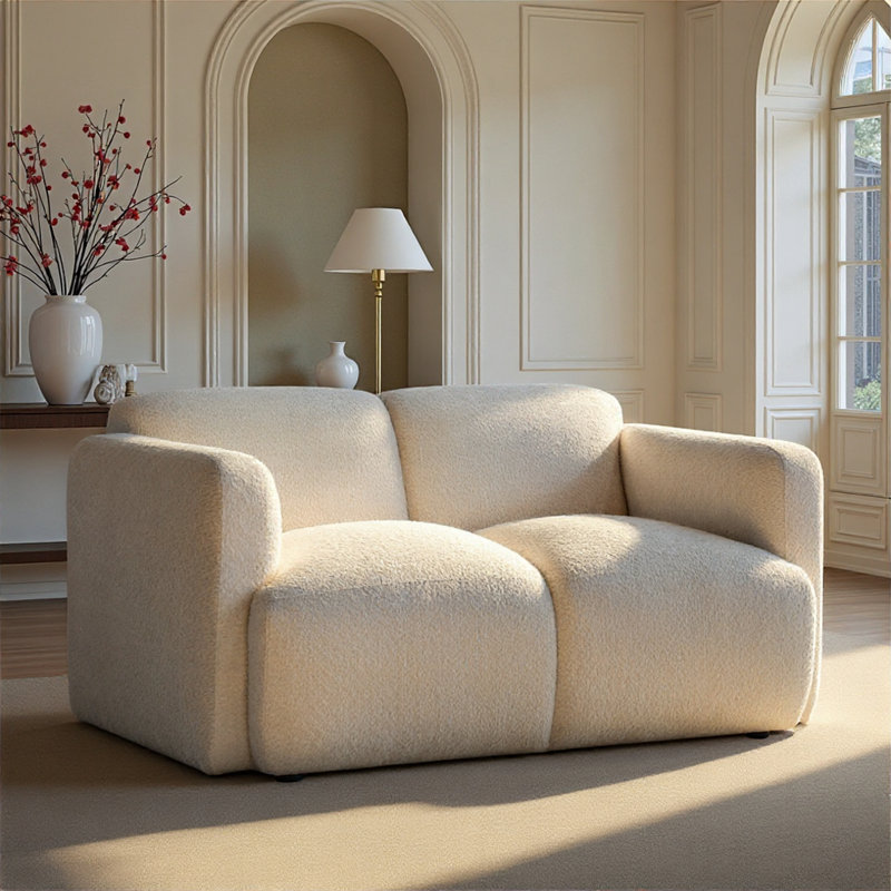 Creger Modern 61 In. White Loveseat With Rounded Arms