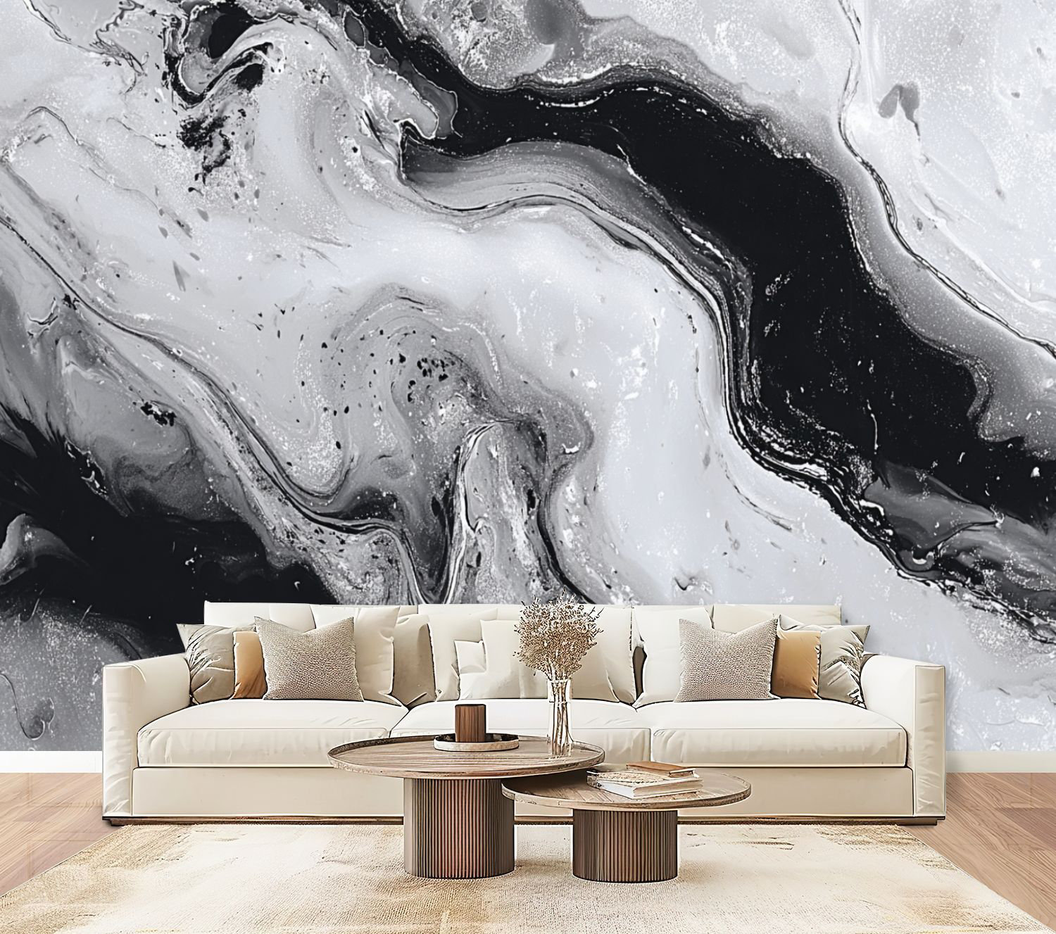 Red Barrel Studio Peel and Stick Wallpaper marble texture Monochrome ...