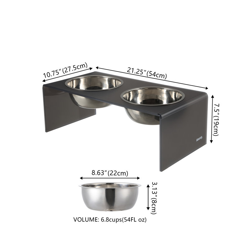 Mangeoire pour animaux Keaton, Moyen (6,76 tasses / 54 oz liquides), Gris foncé / Chrome