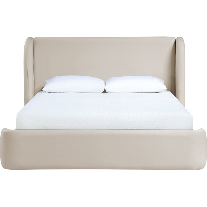 Lit tapissier en cuir Diorio Vegan, Grand, Taupe Vegan Leather