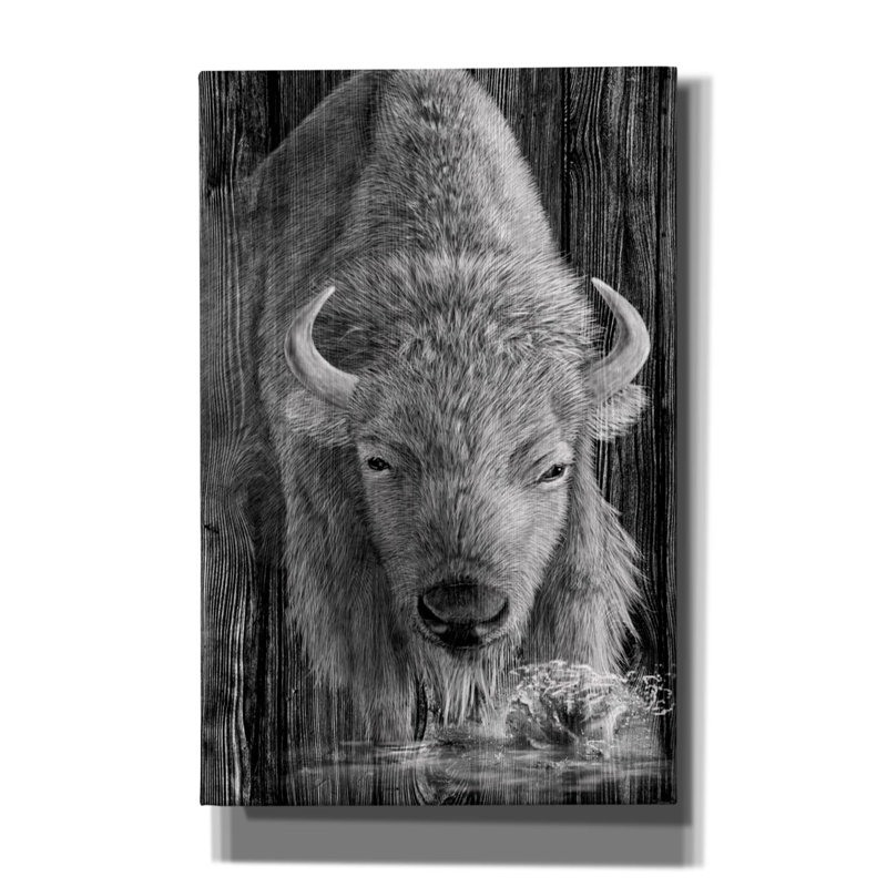 "Woodgrain Antiques White Buffalo" par Gordon Semmens, H 40 po x l 26 po x P 1,5 po