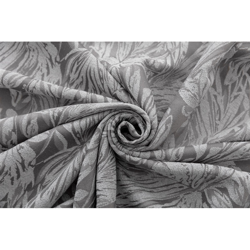 Zamora Chenille Jacquard Pencil Pleat Curtains Pair, 117cm Width x 229cm Drop, Silver