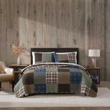 Eddie Bauer Classic Patchwork Cotton Reversible Green Quilt Set