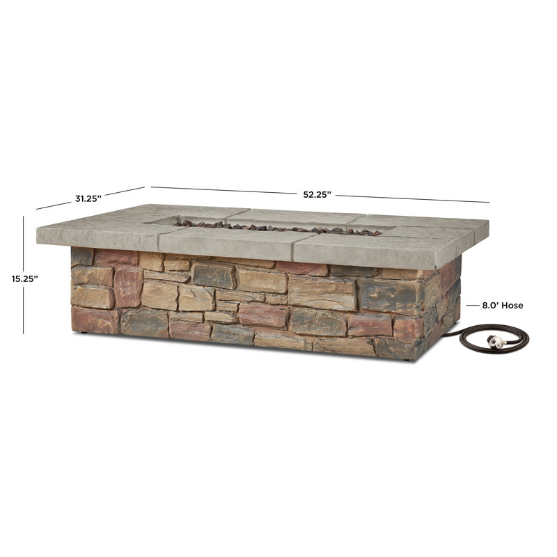 SEDONA Rectangle Concrete Propane or Natural Gas Fire Pit Table by Real Flame, 14.25" H x 52.25" W x 31.25" D