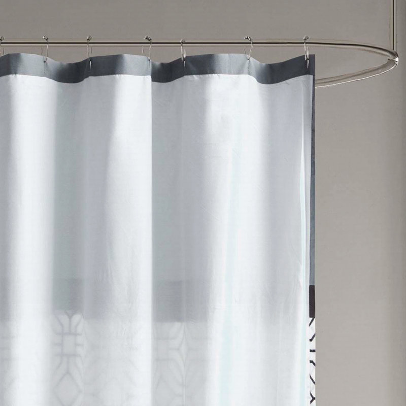 Rideau de douche en microfibre brodé et assemblé, douze crochets requis, mais non inclus, Noir / gris