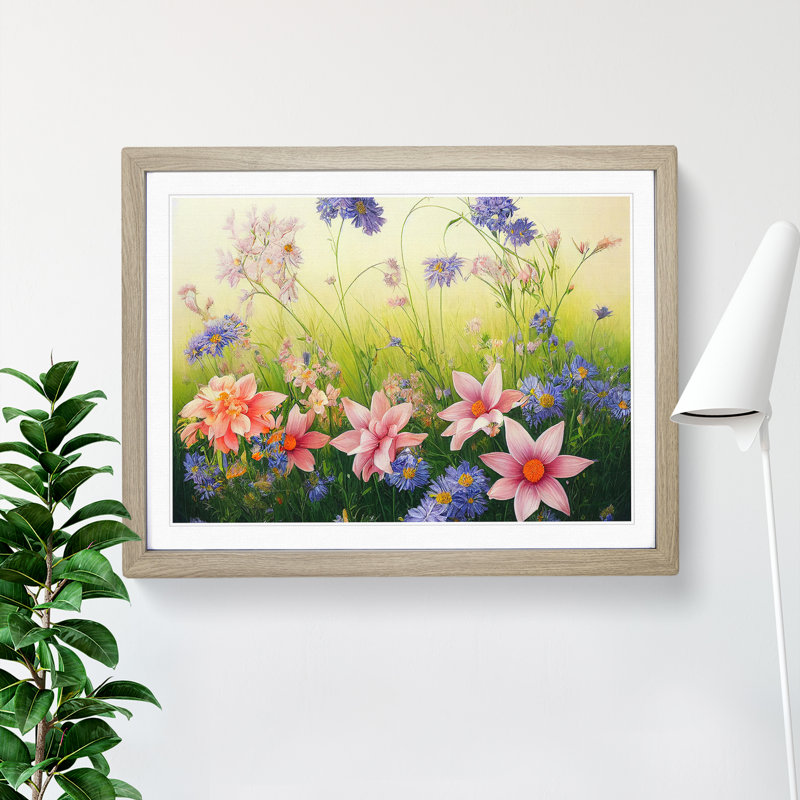 Joyful Wild Flowers - Single Picture Frame Print, Oak Framed, 25cm H x 34cm W x 2cm D