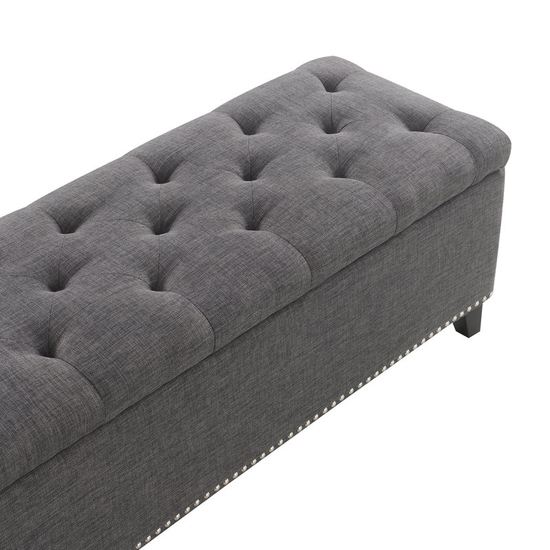 Linen Upholstered Bench, Gray