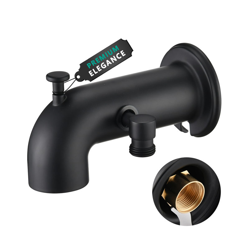 Wall Tub Spout with Diverter, Matte Black