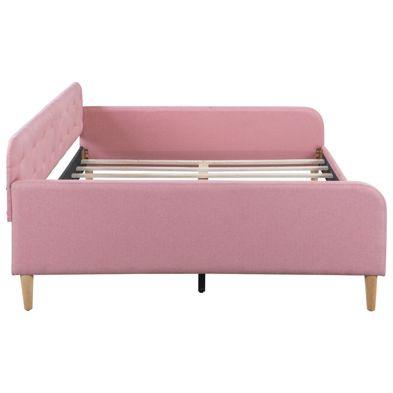 Upholstered Daybed with 4 Support Legs, Full / Double, Pink