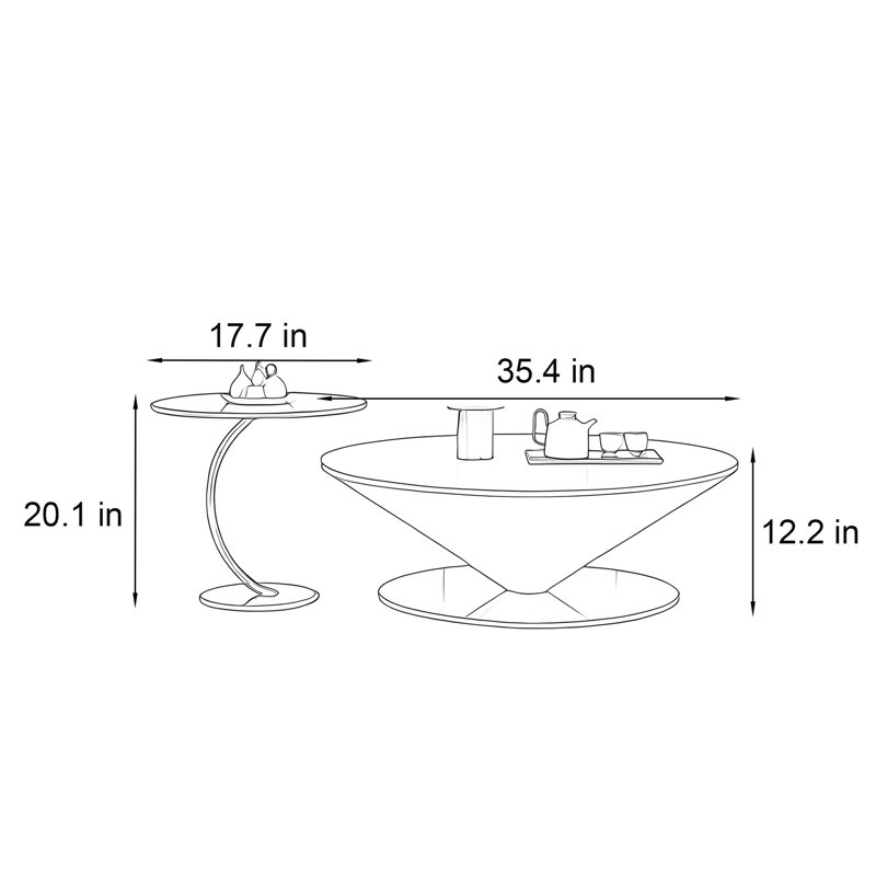 Table basse en pierre de style médiéval, H 12,2 po x l 35,4 po x P 35,4 po, Transparent / Argent
