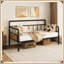 Lit de jour simple avec tête de lit classique - lattes en acier robustes, structure de canapé-lit pour le salon, la chambre à coucher, la chambre d'amis, aucun sommier nécessaire-2007928231