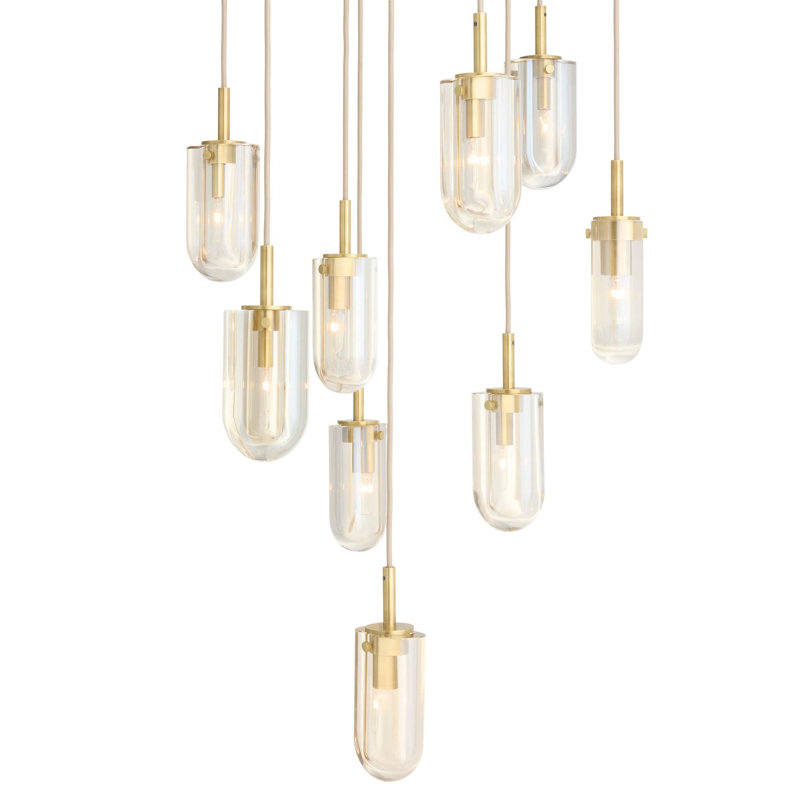 Javier Multi-Port Chandelier, Champagne, Antique Brass, 5 Lights