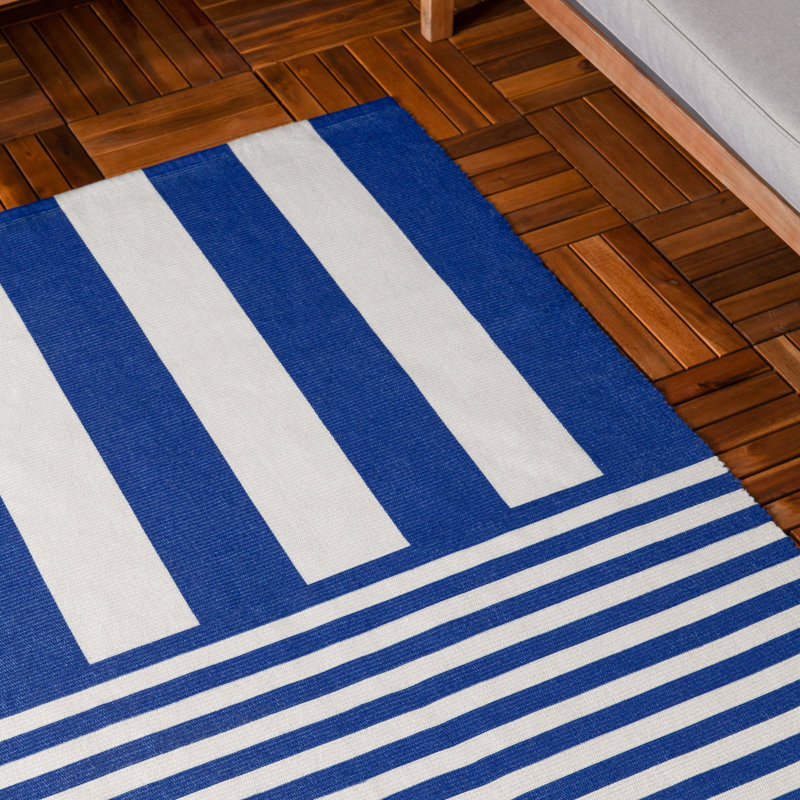 Deck Stripe Rectangle 120 cm x 170 cm Striped Flatweave Indoor / Outdoor Area Rug, Blue