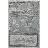 One-of-a-Kind Rectangle 4' x 6' Area Rug in Light Blue/Black/Gray