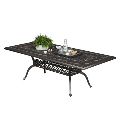 Table de salle à manger 86,6 po pour 6 à 8 personnes, table de patio en fonte d'aluminium résistante aux intempéries, mobilier de jardin robuste antirouille pour la cour et la terrasse
