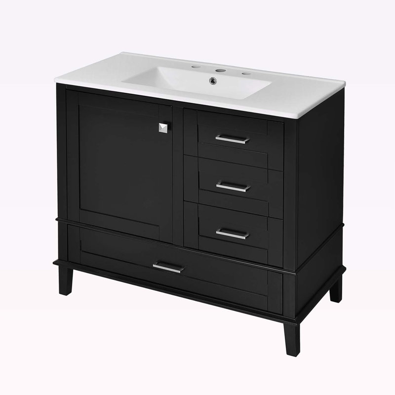 36" Bathroom Vanity with Sink, Black