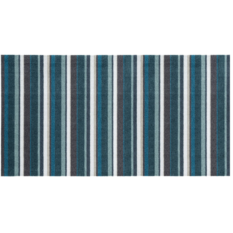 Indigo Non-Slip Striped Doormat, 0.8cm H x 67cm W x 120cm L